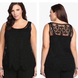*SOLD* Torrid Embroidered mesh tank top